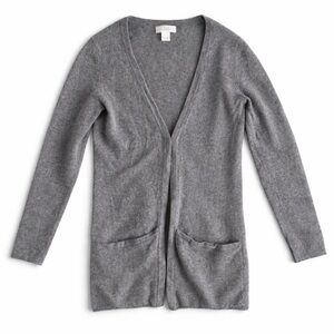 Kenar Gray Cashmere Cardigan Sweater Open Front Minimalist Luxe Knit Medium